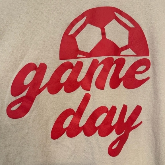 Game Day Soccer in Red on Sand Color Short Sleeve T-Shirt Size L ☀️ - Picture 9 of 13